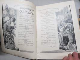 Nuorison Joulu 1931 -joululehti, Kilpalento tähtitarhan halki peliphja -takakansi, Kuvittanut Hugo Trentzsch, Eva Hirn, Anni kaste, Kaarle Halme - Jouluvarsa, ym.