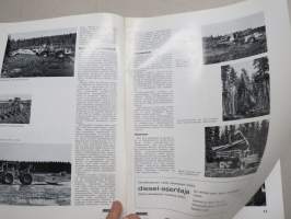 Diesel-lehti 1970 nr 9 -mainoskuvitusta autoista, työkoneista ja moottoreista, kansikuva Fiat 625N, Metsätraktori - käyttösovellutuksia, Raskaan kaluston renkaat
