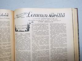 Kuvalehden kertomisto 1925 vuosikerta ym. lehtiä yhteissidoksena, kansikuvituskia mm. Eeli Jaatinen, kaikkien sidoksen lehtien kannet näkyvät kuvissa