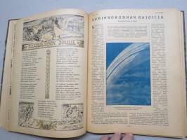 Kuvalehden kertomisto 1925 vuosikerta ym. lehtiä yhteissidoksena, kansikuvituskia mm. Eeli Jaatinen, kaikkien sidoksen lehtien kannet näkyvät kuvissa