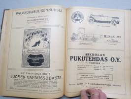 Kuvalehden kertomisto 1925 vuosikerta ym. lehtiä yhteissidoksena, kansikuvituskia mm. Eeli Jaatinen, kaikkien sidoksen lehtien kannet näkyvät kuvissa