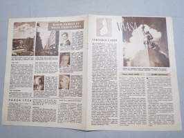 Vaasa - Piirroskartta + kuvitettu lehtiartikkeli paikkakunnasta, kuvittanut Aarne Nopsanen
