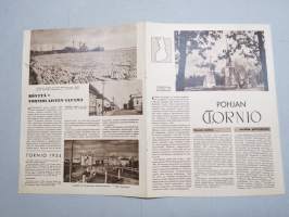 Tornio - Piirroskartta + kuvitettu lehtiartikkeli paikkakunnasta, kuvittanut Aarne Nopsanen