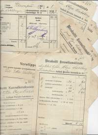 Kunnallismaksut Perniö 1902-19  n 10 kpl erä
