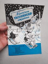 Nuorison talviurheiluohjelma 1956 - luistinradat, ladut, mäet, pujottelurinteet - Helsingin kaupungin Urheilu- ja retkeilytoimisto -esite