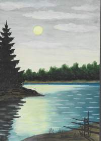 W Waenerberg, &quot; Maisema&quot;  akvarelli 1925 , 30x24 cm kehystämätön