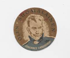 Olen suomalainen Johannes Linnankoski -  pahvimerkki  ,  rintamerkki