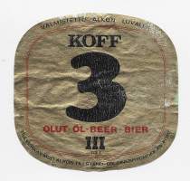 Koff 3 olut III-  olutetiketti