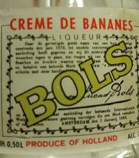 Bols Ballerina Bottle  Creme de Bananes.  29%, 50 cl. (Likööripullo, keräily)