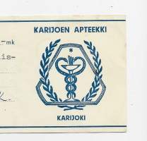 Karijoen Apteekki Karijoki resepti  signatuuri  1959