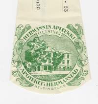 Hermannin  Apteekki Helsinki  resepti  signatuuri  1953