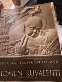 Suomen Kuvalehti 1935 nr 8 Kalevalan 100-vuotisjuhla, katoavan Karjalan kuvanveistjäjä, Larin Paraske