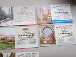 A.A. Hokom Co - The Finest Plumbing - Beverly Hills, CA , 7 kpl vv. 1948-50 - ink drying carton / ad -musteenkuivausarkki