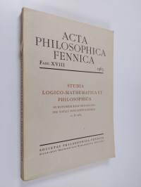 Studia logico-mathemathica et philosophica - In honorem Rolf Nevanlinna die natali eius septuagesimo, 22. X. 1965