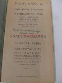 Pikalaskija / Snabbräknaren -Englannin, Venäjän ja metrijärjestelmän paino-, mitta- ja hintasuhteet toisiinsa verrattuna