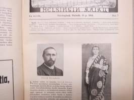 Helsingin Kaiku 1910 sidottu vuiosikerta, erittäin monipuoset artikkelit ja runsas kuvitus, paljon mainoksia