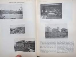 Helsingin Kaiku 1910 sidottu vuiosikerta, erittäin monipuoset artikkelit ja runsas kuvitus, paljon mainoksia