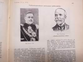 Helsingin Kaiku 1910 sidottu vuiosikerta, erittäin monipuoset artikkelit ja runsas kuvitus, paljon mainoksia