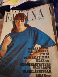 Femina 25/1964 21 juni den här glada blus-skjortan syr ni på en halvtimma, midsommarfestens vackraste dansklänningar