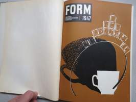 Form - Svenska Slöjdföreningens tidskrift 1947 årgång - möbler, konst, arkitektur, inredning, glass mm. -sisältää mm. artikkelin &quot;Program och Form&quot; Alvar Aalto