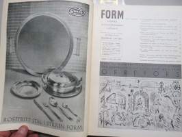Form - Svenska Slöjdföreningens tidskrift 1947 årgång - möbler, konst, arkitektur, inredning, glass mm. -sisältää mm. artikkelin &quot;Program och Form&quot; Alvar Aalto