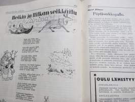 Säästäjän Joulu 1934 -Kansikuvitus Tapio Wirkkala!, Muinaisaikojen rahoista, Samuli Paulaharju - Nattavaarassa, Mika Waltari - Juhlapäivä, Anni Swan -kertomus, ym.