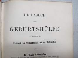 Lehrbuch der Geburtshilfe 1884 - Carl von Heidecken henkilökohtainen kappale, nimikirjoitus &amp; Ex Libris
