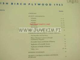 Finnish Birch Plywood 1963 -suomalaisen koivuvanerin laatuluokitus ja ominaisuudet, tekniset tiedot jne.