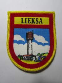 Lieksa -kangasmerkki / matkailumerkki / hihamerkki / badge -pohjaväri keltainen