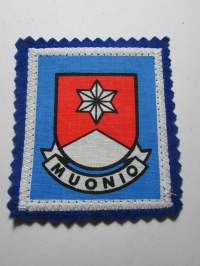 Muonio -kangasmerkki / matkailumerkki / hihamerkki / badge -pohjaväri sininen