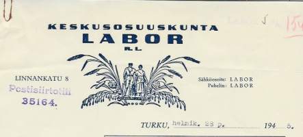 Labor Keskusosuuskunta rl  1945  firmalomake