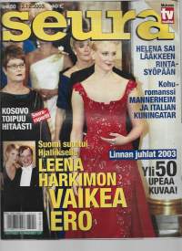 Seura  2003 nr 50 / Kosovo toipuu hitaasti, Mannerheim ja Italian kuningatar kohuromanssi, Hjallis ja Leena Harkimo ero, rintasyöpälääke