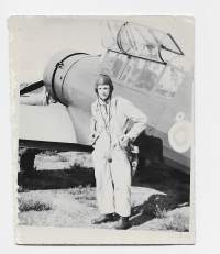 SA lentäjä ja kone - valokuva 9x6cm 1940-l