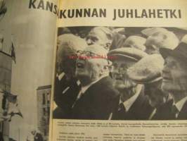 Viikkosanomat 1960 nr 24, Marsalkka Mannerheimin ratsastajapatsas juhla, Kay Kendall, Kaj Bremer kuva - tanssi yli katukievien Vanhan Ylioppilastalon edessä