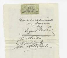 August Witt Haspe / Herren Björnebog /Nordisk Handelbanf Handel och Industri Wiborg  vekseli 1892