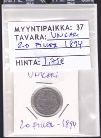 Unkari - Keräilykolikko 20 filler 1894