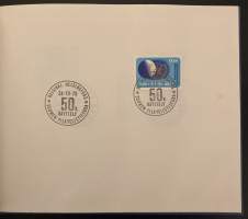 Postimerkkikansio - Näyttely- erikoismerkkejä leimoineen 1970-luvulta - Yhteensä n. 65 merkkiä