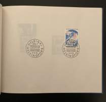 Postimerkkikansio - Näyttely- erikoismerkkejä leimoineen 1970-luvulta - Yhteensä n. 65 merkkiä