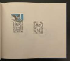 Postimerkkikansio - Näyttely- erikoismerkkejä leimoineen 1970-luvulta - Yhteensä n. 65 merkkiä