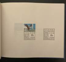 Postimerkkikansio - Näyttely- erikoismerkkejä leimoineen 1970-luvulta - Yhteensä n. 65 merkkiä