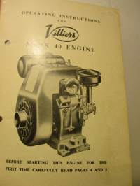 For Mark 40 Four-Stroke engine Villiers Operating instructions and Spare Parts List 1955