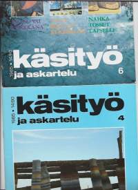 Käsityö ja askartelu 1985 nr 4 ja 6 / huovutus, kirjavia sukkia, talvi-ikkuna kukkimaan, nahkatossut lapselle