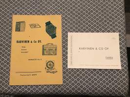 Karvinen &amp; Co Oy hinnasto N:o5. Mukana tilauskortti.