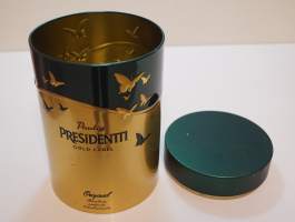 Presidentti Gold Label -kahvipurkki  tyhjä tuotepakkaus peltiä 20x12 cm