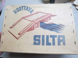 Koottava silta  -Rakennussarja - palikoista /  puunpaloista koottavissa oleva silta, arviolta 1940-lukuinen