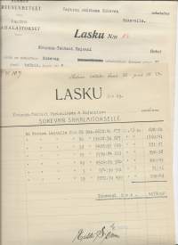 Suomen Kruununmatsät / Valtion Sahalaitokset / Sukevan Sahalaitos Sukeva 1918-19  -  firmalomake 2 eril