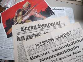 Saksa hyökkää itään - Sodan lehdet, kokoelma alkuperäisiä sanomalehtiä vuosilta 1939-1945 dokumentti 18 -juliste + lehti / lehdet, uustuotantoa
