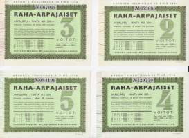 Raha-arpa 1956 / 2,3,4 ja 5 yht 4 kpl