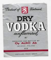 Dry Vodka  Alko 015   - viinaetiketti