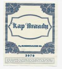Kap Brandy  nr 3979 - viinaetiketti ennen vuotta 1969